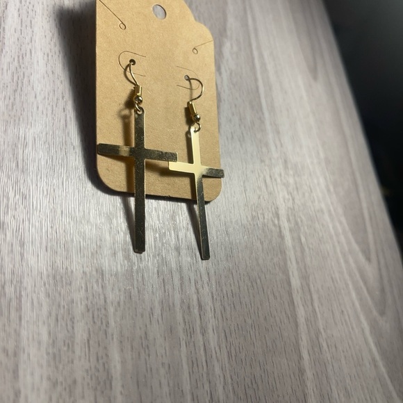 CROSS gold earrings - Picture 3 of 4